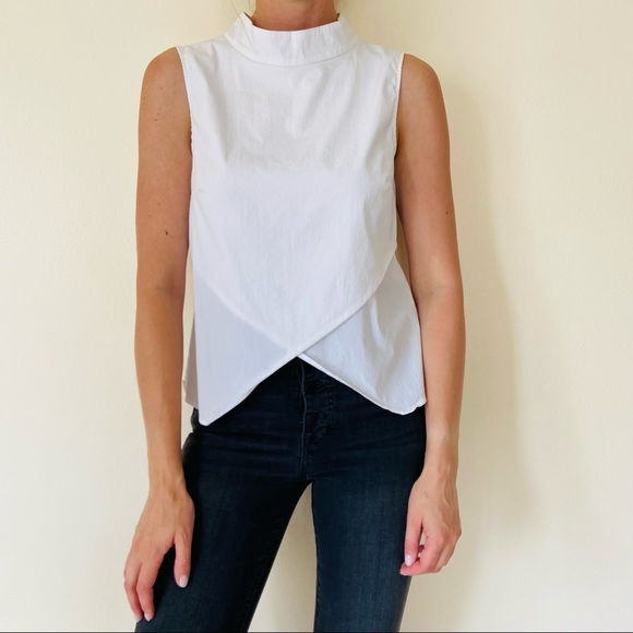 Manila Grace cotton halter high neck sleeveless lightweight asymmetric shirt top - Picture 3 of 7